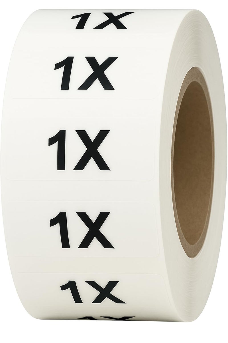 1X Clothing Labels â€“ Clear Size Strip Stickers with Black Text, 1.25 x 5 Inch Adhesive Labels, 125 Total Stickers for Retail Apparel, Clothing Organization, and Inventory â€“ Made in The USA